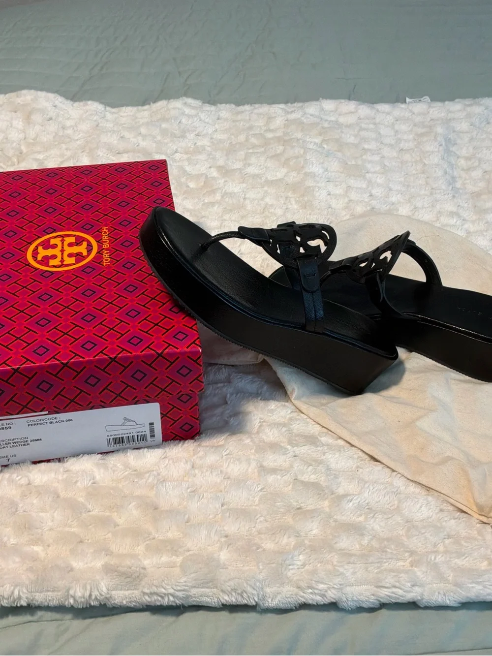 Tory Burch Perfect Black Miller Wedge Sandals